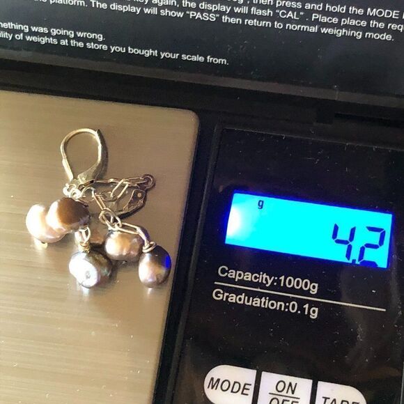 Sterling Silver & Cultured Pearl Dangly Earrings - Picture 5 of 5